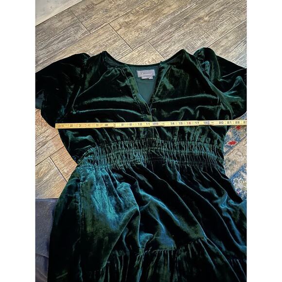 Anthropologie Green Sunday in Brooklyn V-Neck Velvet Mini Dress Size XL - Picture 12 of 16